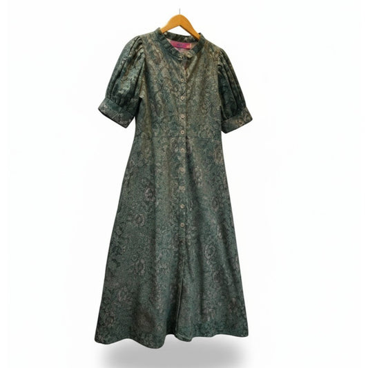 BURU Penny Day Gown Puff Sleeve Olive Eyelet Dress NWT Size Large MSRP $328 Women's