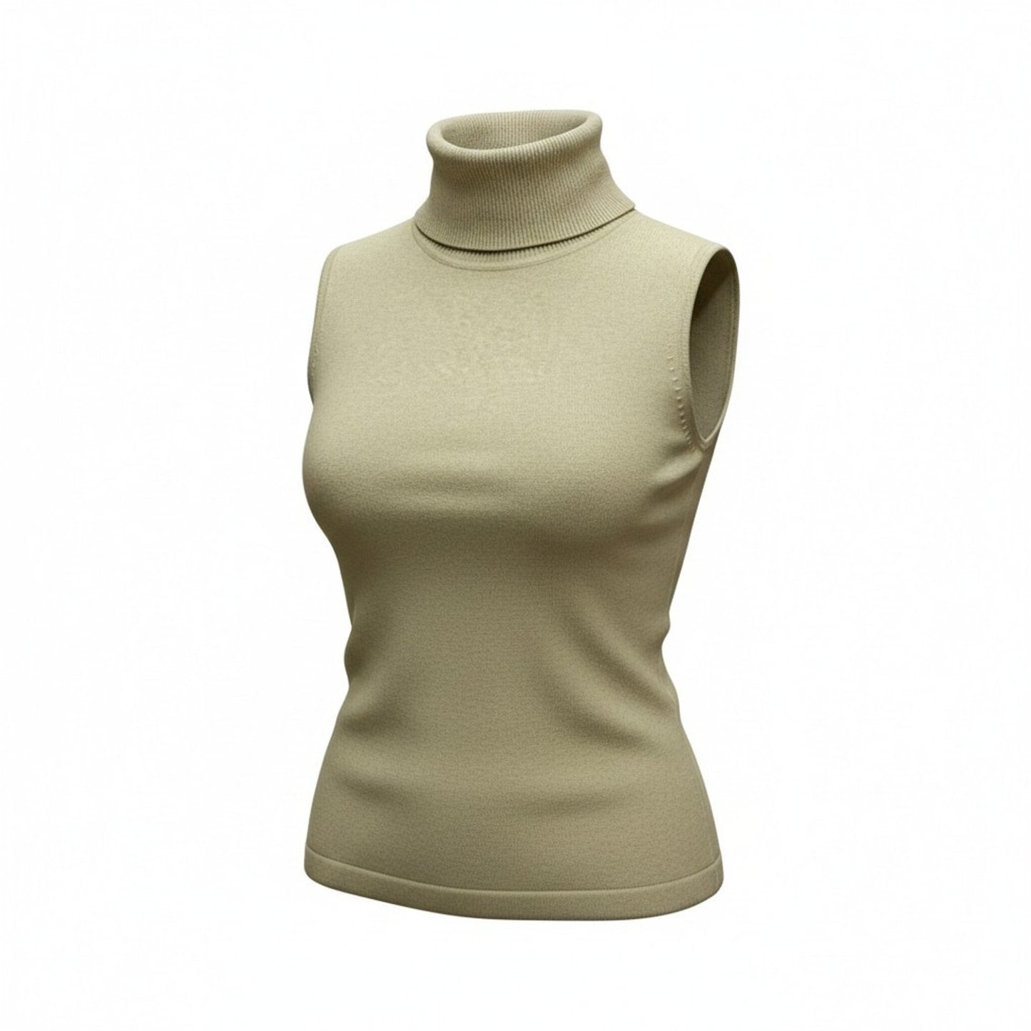 Y2K Doncaster Collection Beige Cashmere Sleeveless Turtleneck Size S Women's Blouse