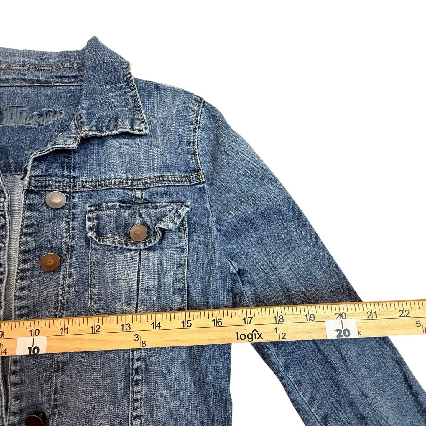 Kut from the Kloth Denim Jacket Blue Fitted Size S Women's