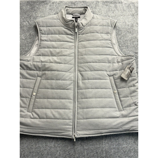 NWT Alfani Men's Stylish Heathered Quilted Vest Zip Stand-Collar Gray Silver Size 2XL
