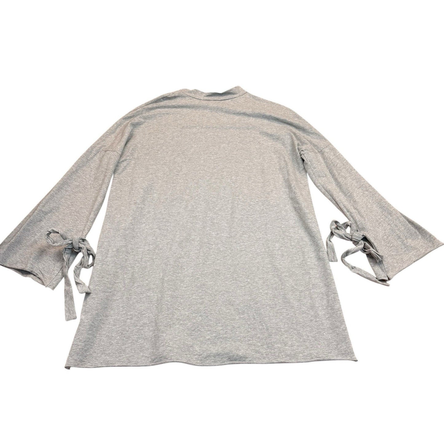 Buru Gray Tie Sleeve Knit Top 3/4 Sleeve Size L Women's Blouse