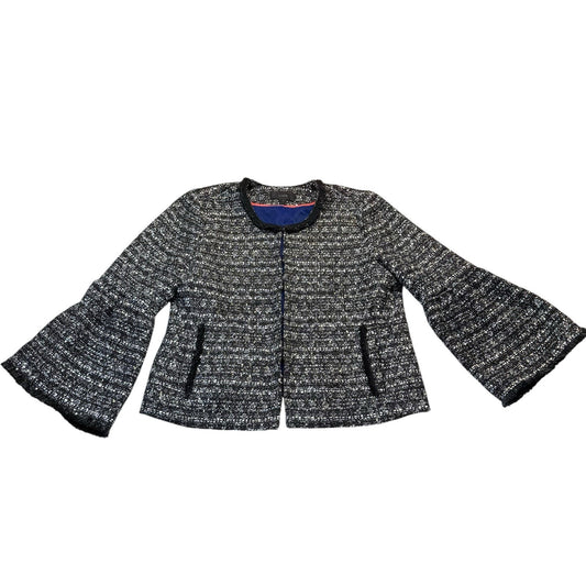 J.Crew Tweed Jacket 10 Bell Sleeve Black White Career Blazer Women's