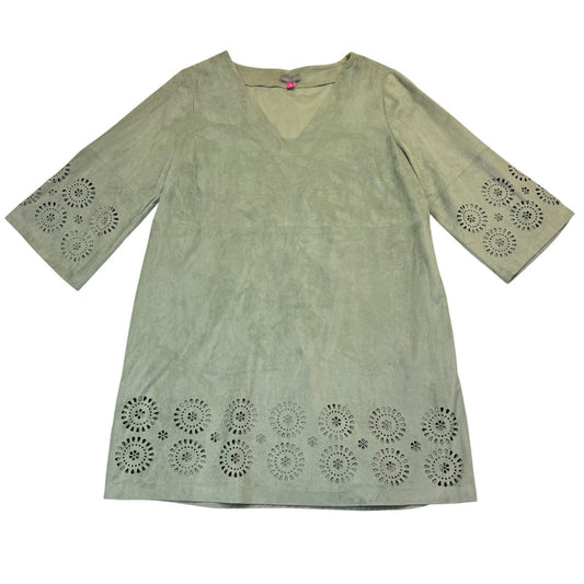 Vince Camuto Sage Green Suede Tunic Dress Laser Cut NWT Size 16 Women's