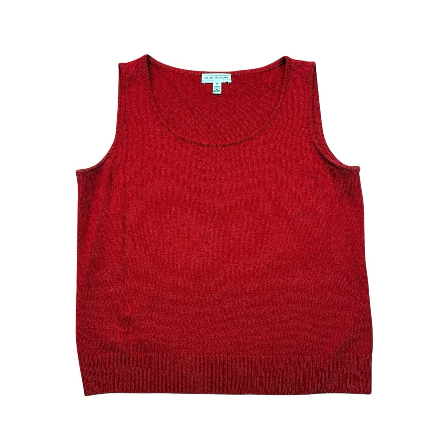 St. John Sport Red Knit Tank Top Sleeveless Sweater Wool Rayon Women’s M
