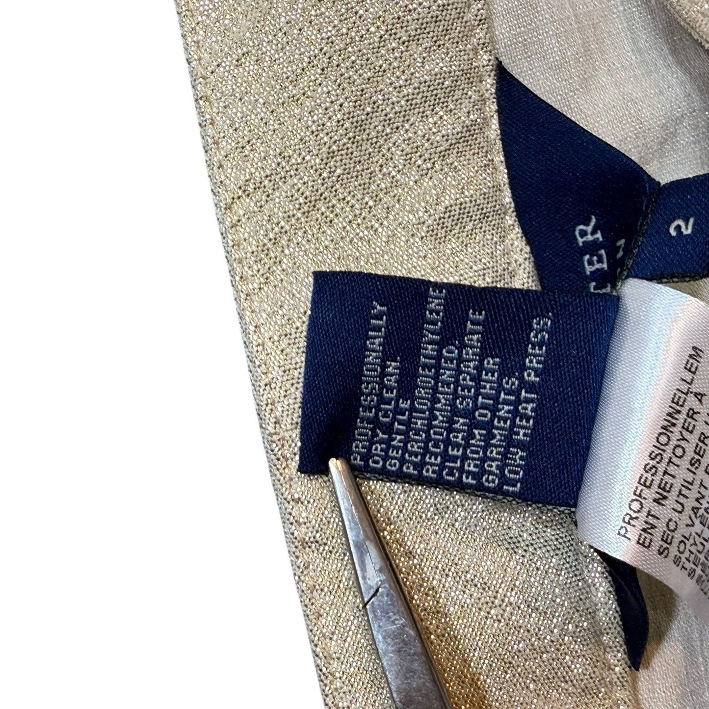 Doncaster Collection Gold Metallic Linen Blend Belted Jacket & Pants Set Sz 2 Women's SUIT, SET