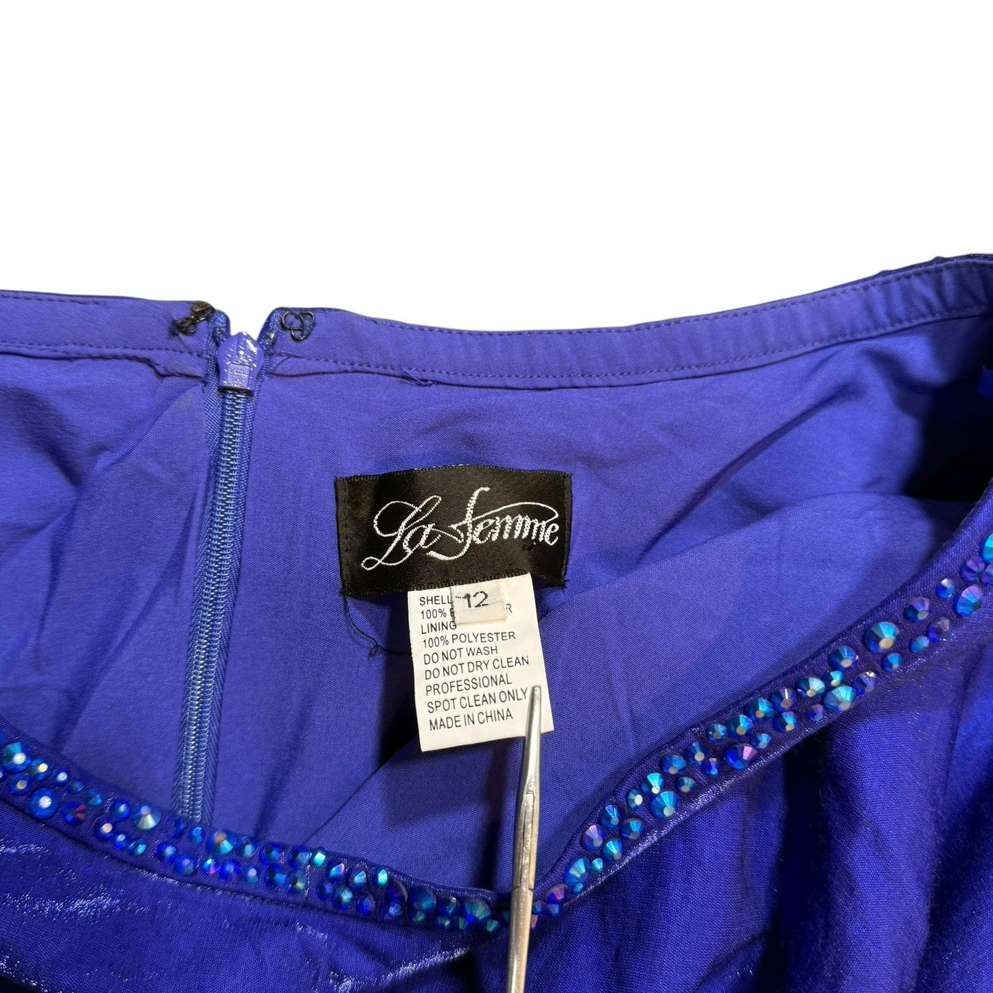 La Femme Women’s Size 12 Royal Blue Two-Piece Beaded Formal Prom Dress Long Gown