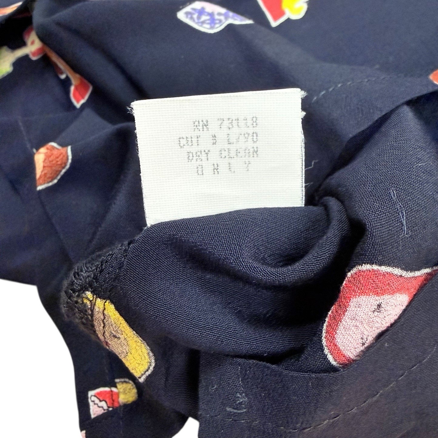 David Dart Novelty Print Button Shirt Women's P Navy Short Sleeve Blouse