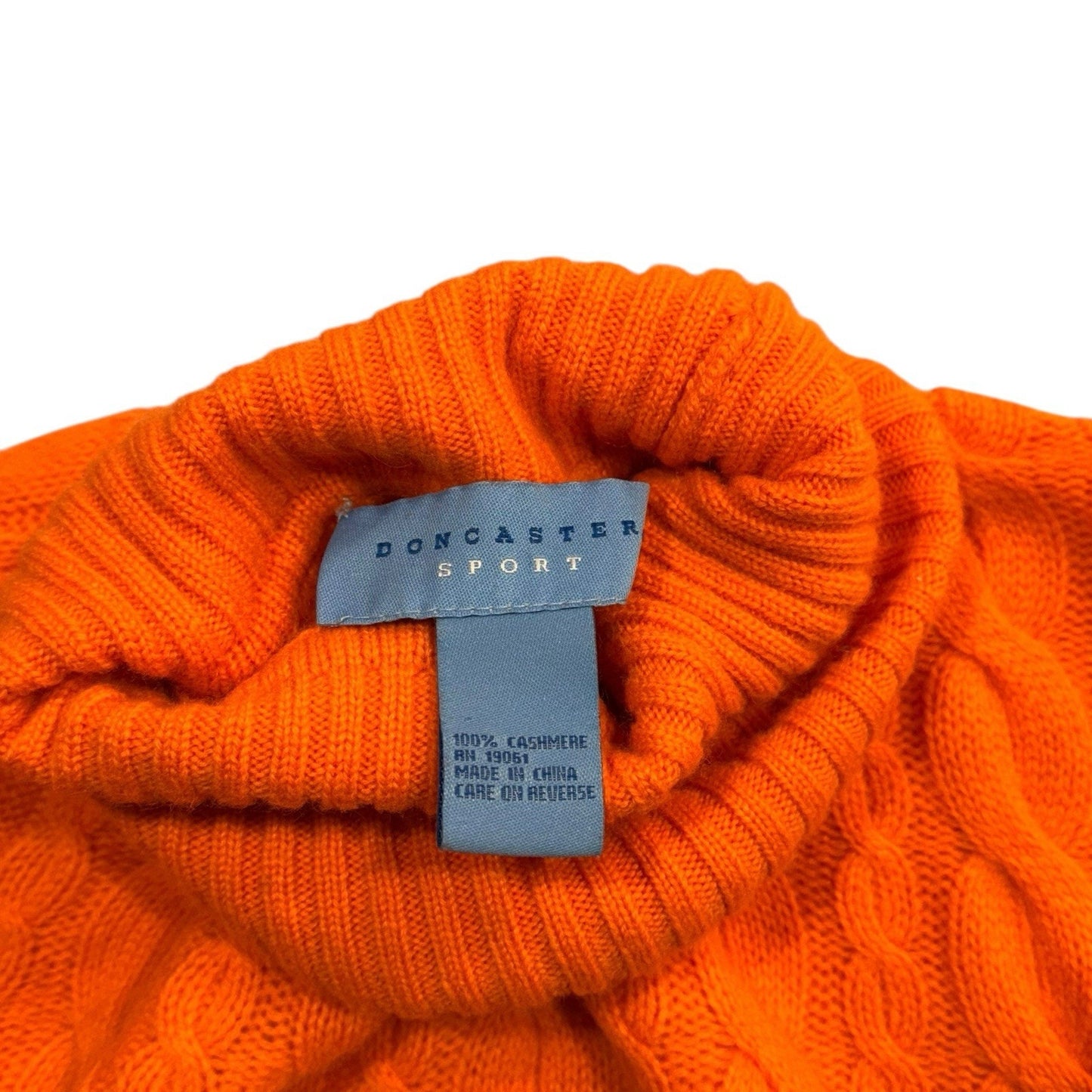 VTG Don Caster Sports Women’s 100% Cashmere Cable Knit Turtleneck Sz S Orange Sweater