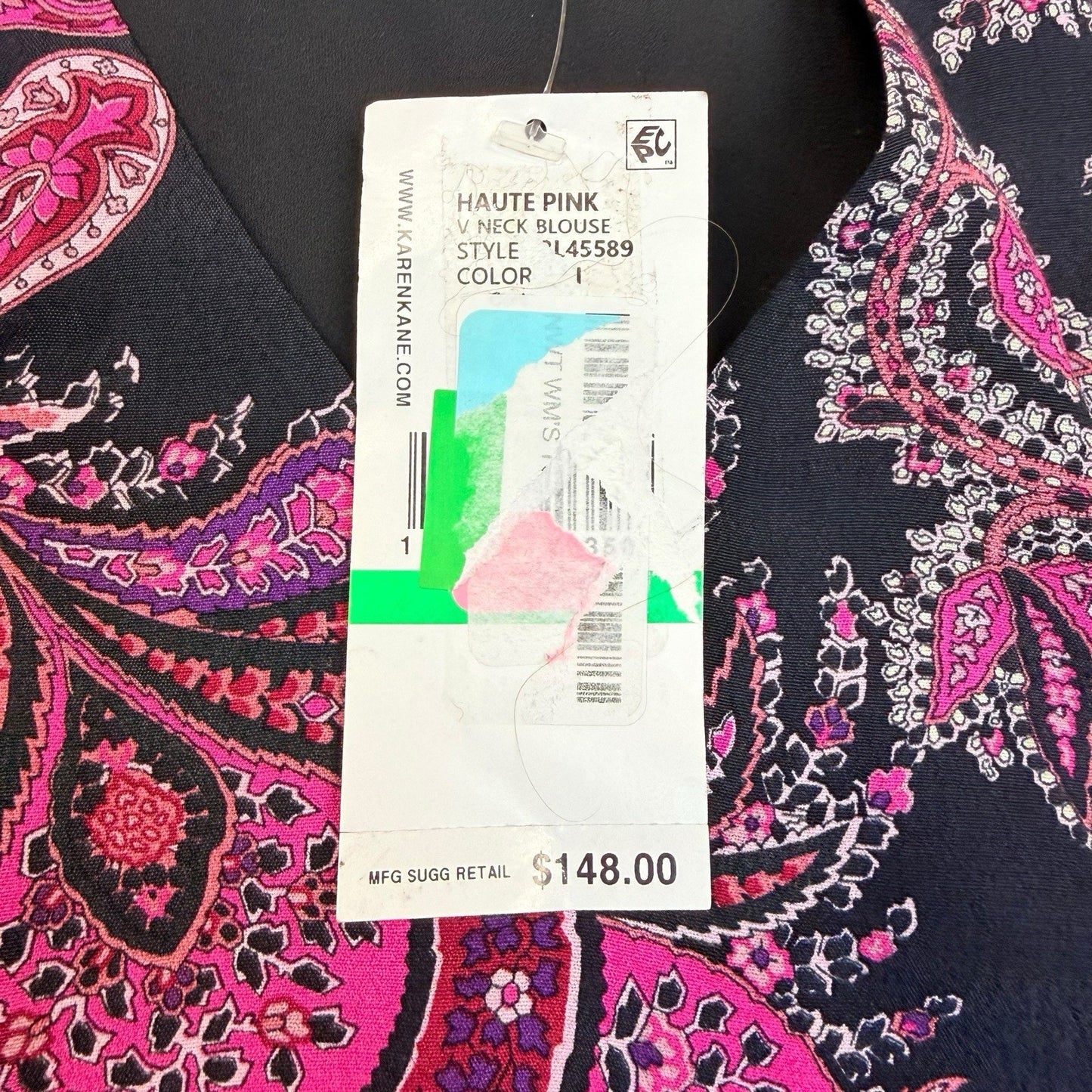 Karen Kane Paisley Cropped Jacket Top L NWT $148 Pink Blue Women's