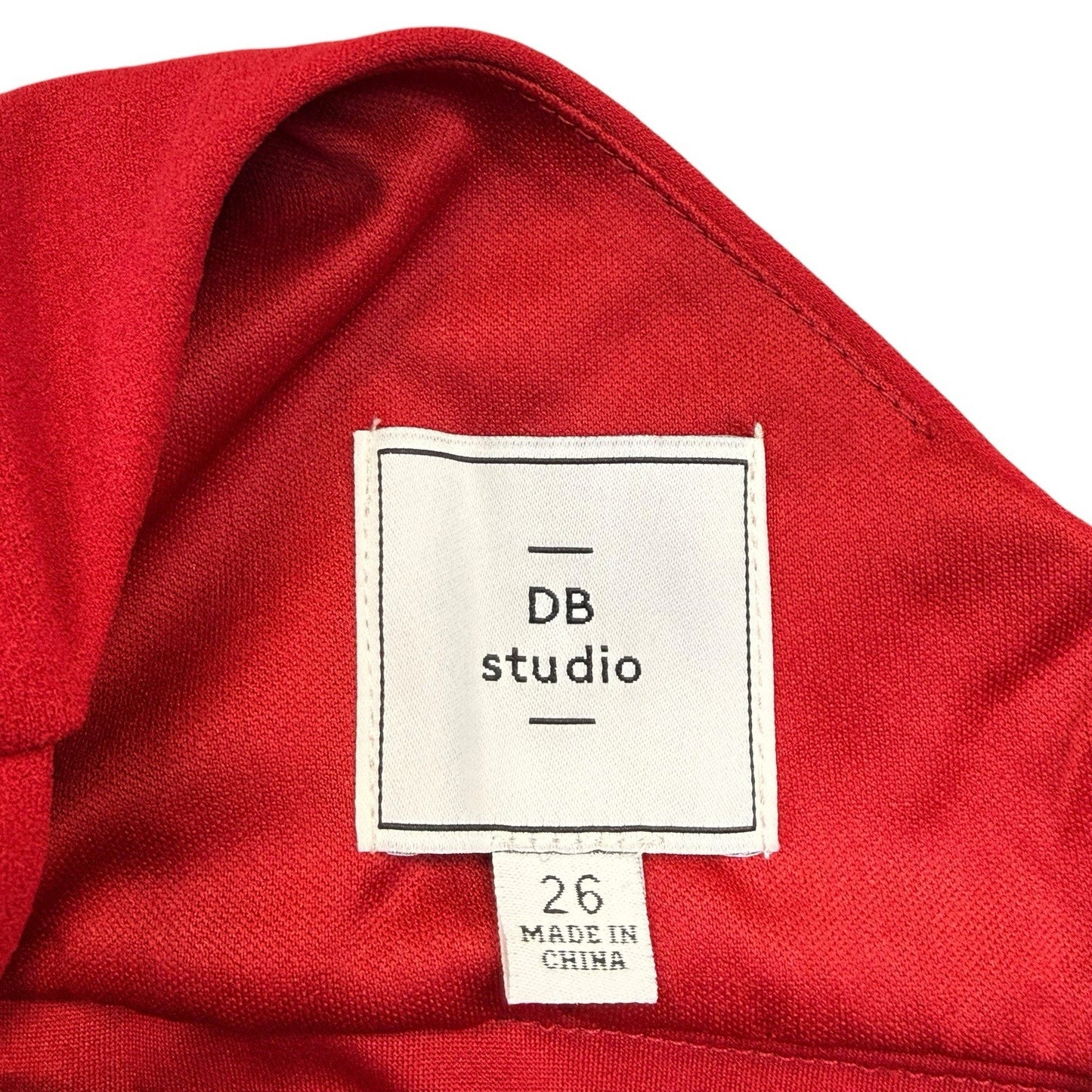 Women's DB Studio Red Midi Dress 26W Plus Ruffle V-Neck Spaghetti Strap NWT