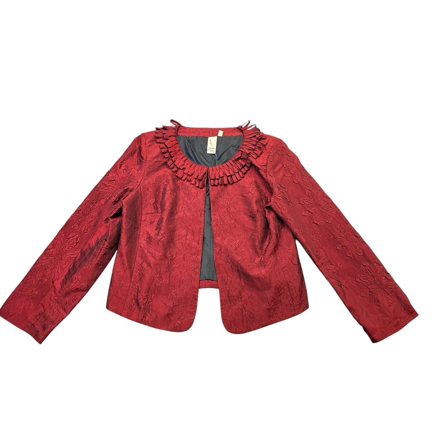 Isaac Mizrahi Red Textured Cropped Jacket PL NWT Women's