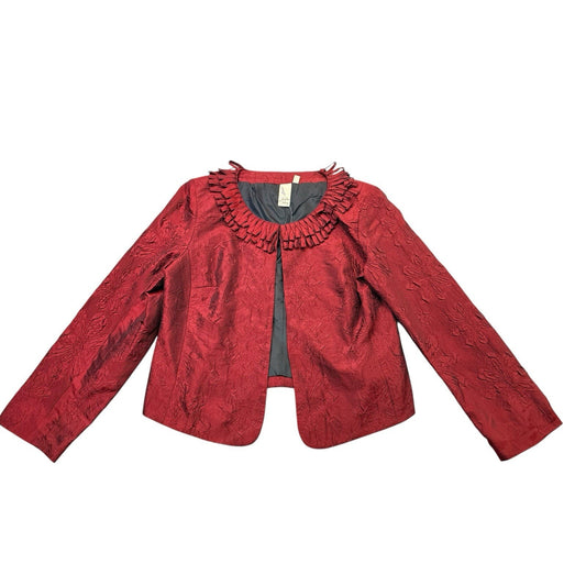 Isaac Mizrahi Red Textured Cropped Jacket PL NWT Women's