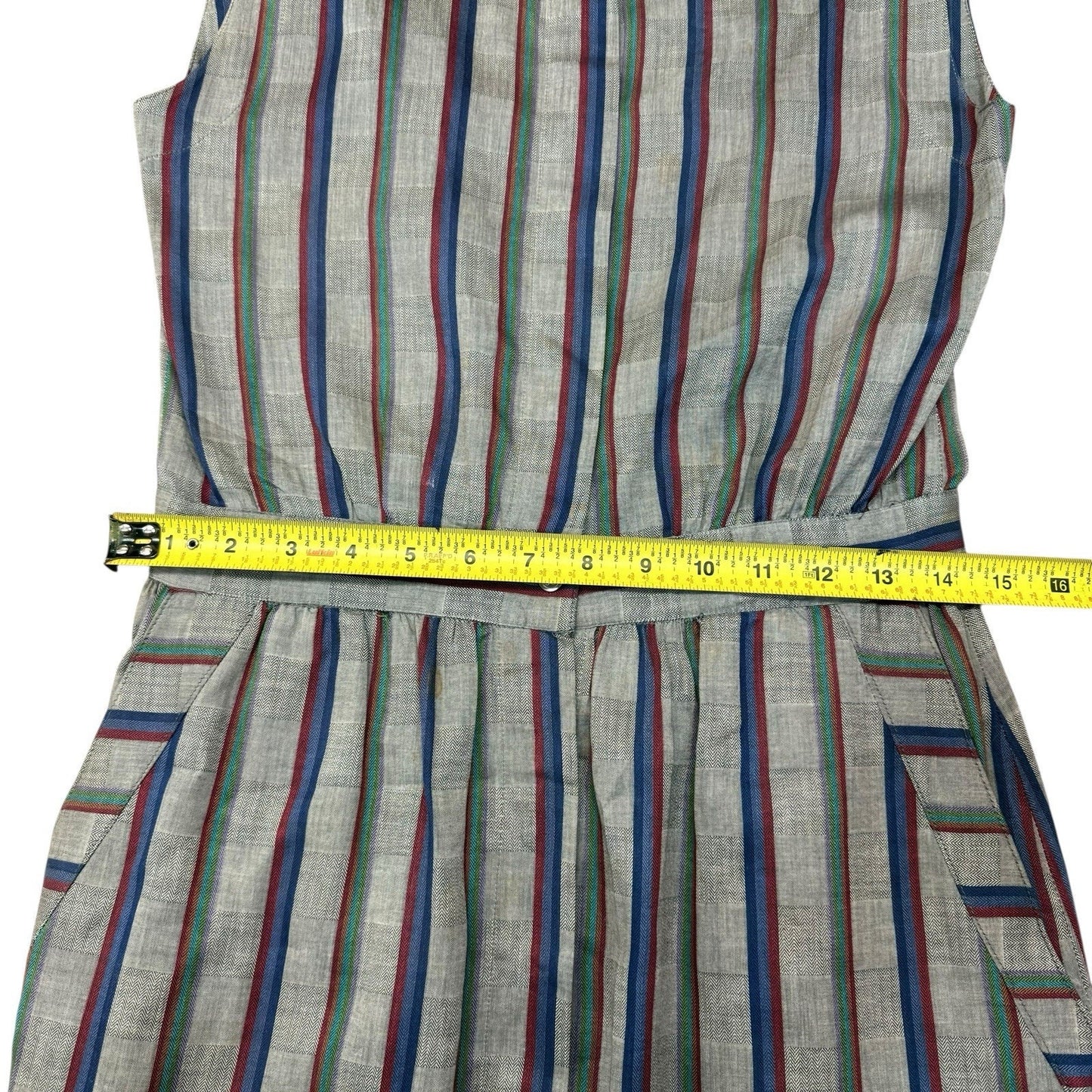 Vintage Alexander Julian Striped Cotton Midi Dress USA Size 6 Women's
