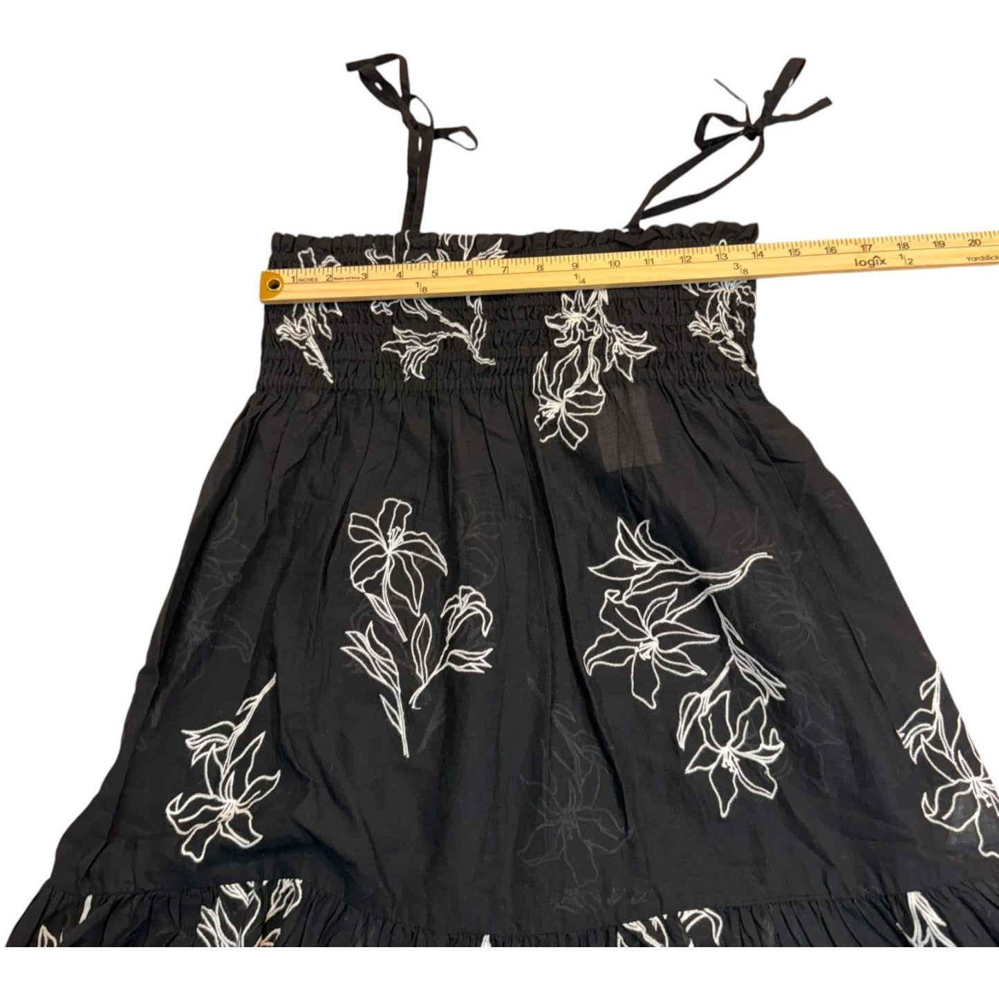 Tanya Taylor Swim Mini Lina Dress Girls L Black WHT Embroidered Lily Cotton NWT Women's