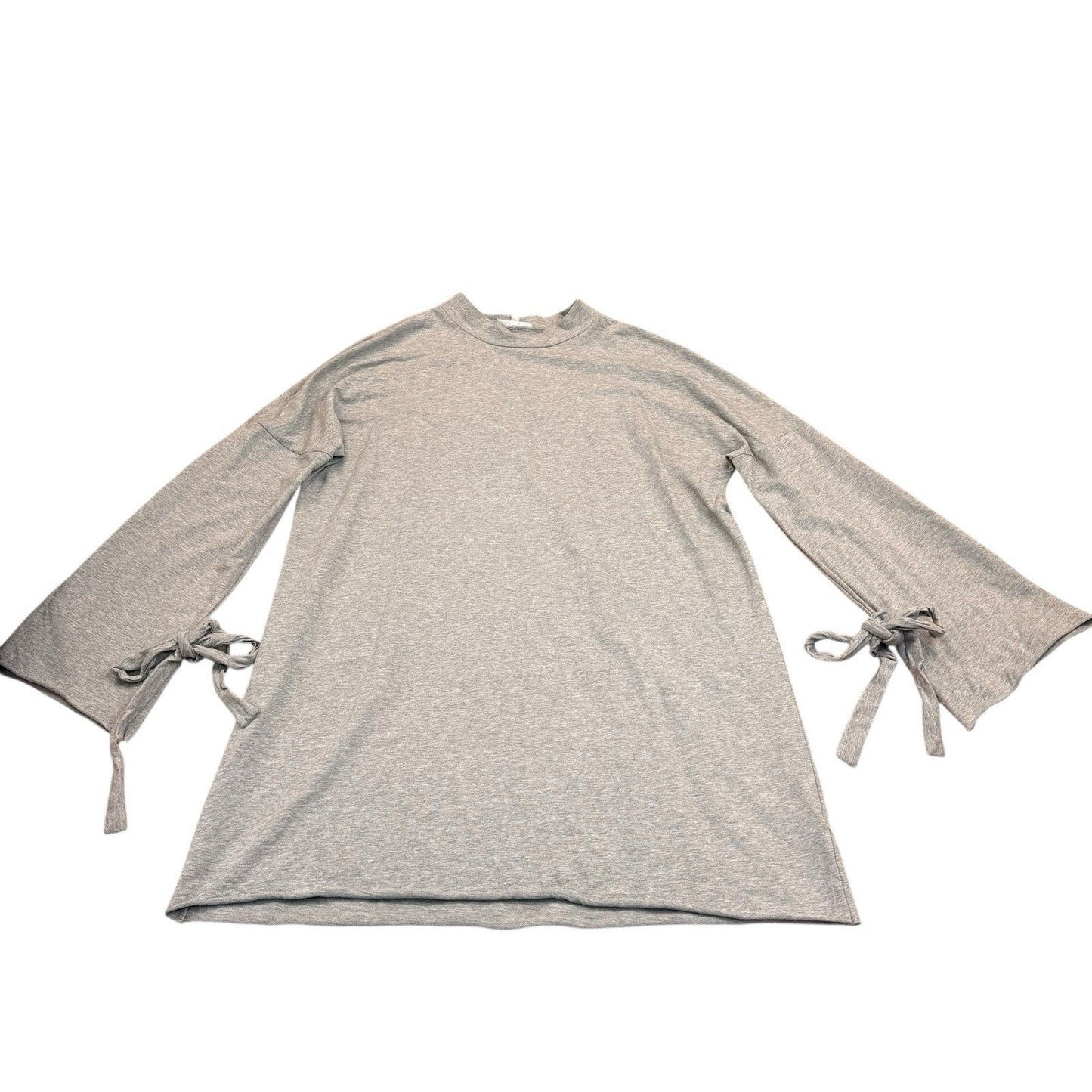 Buru Gray Tie Sleeve Knit Top 3/4 Sleeve Size L Women's Blouse