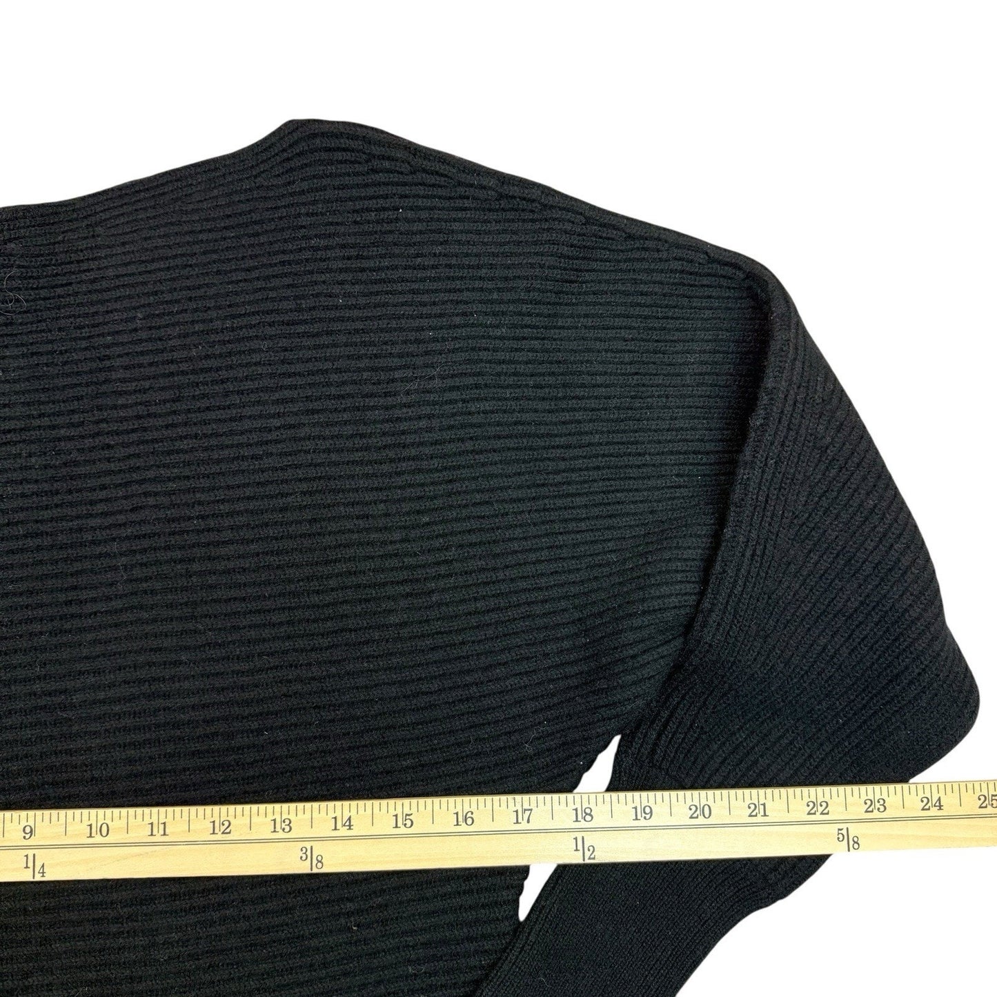 INTERMIX 100% Cashmere Ribbed V Neck Sweater Black S Women's