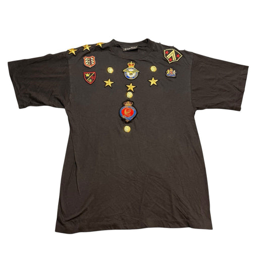 Claude Pretin Vintage Women’s Medium Black Military Patch T-Shirt Embroidered Stars