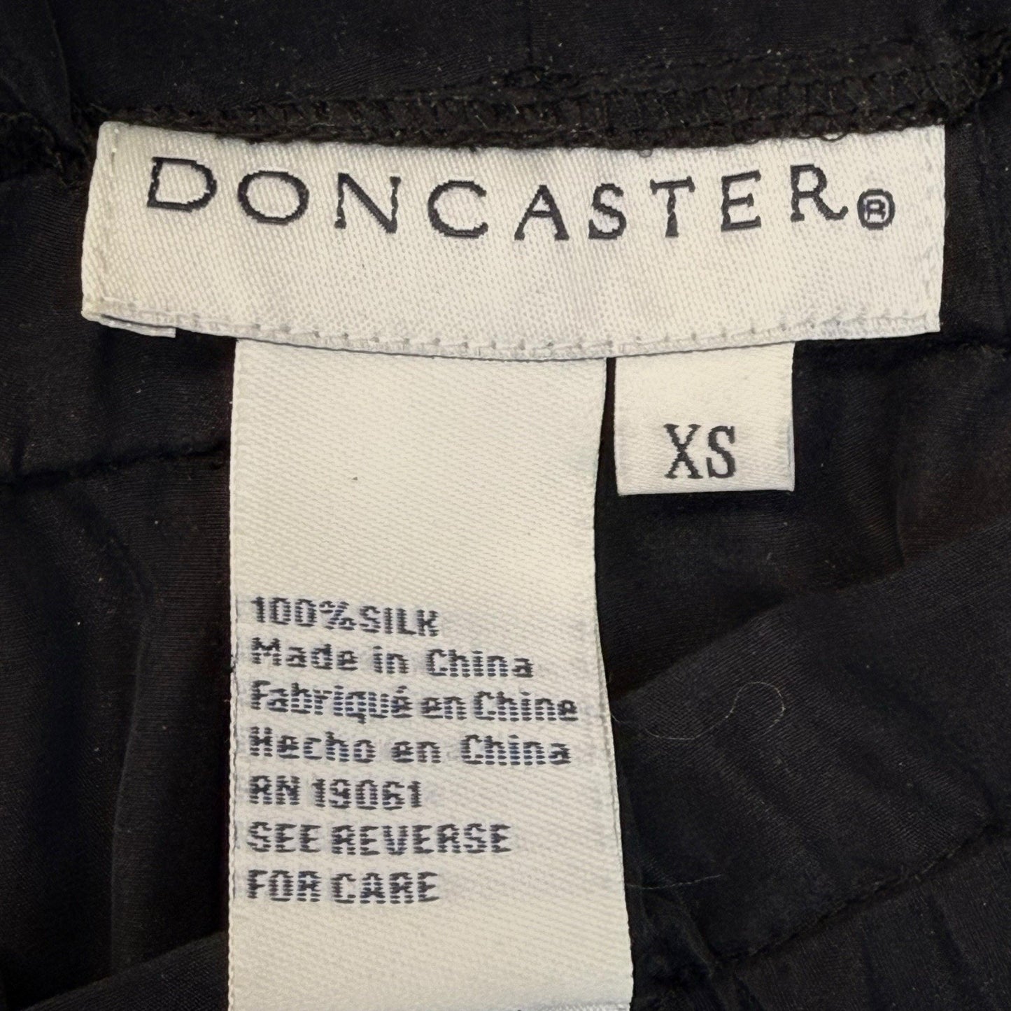 Doncaster Black 100% Silk Wide Leg Pants XS Elastic Waist Luxury Women's