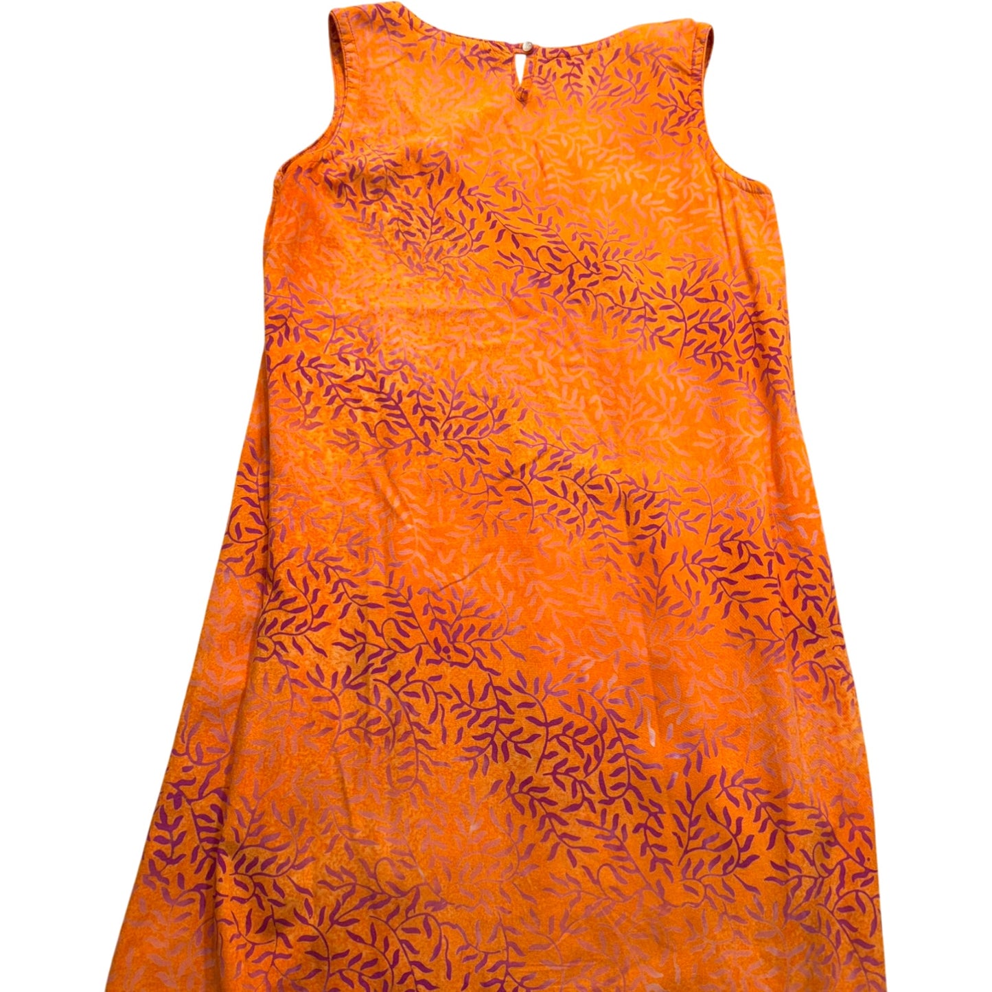 Y2K Bali Batiks Orange Batik Sleeveless Shift Dress Rayon Size M Women's