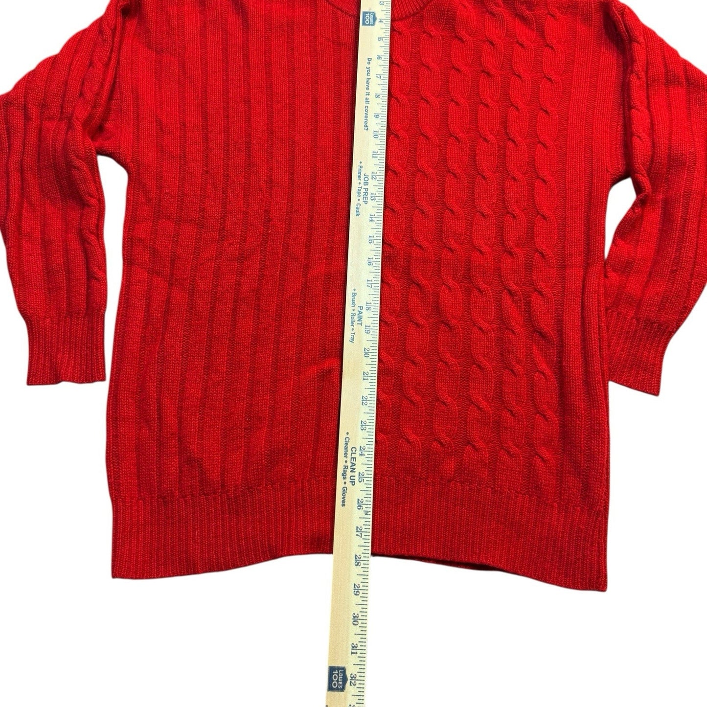 VTG Neiman Marcus Women’s Red 100% Cashmere Cable Knit Sweater Size L