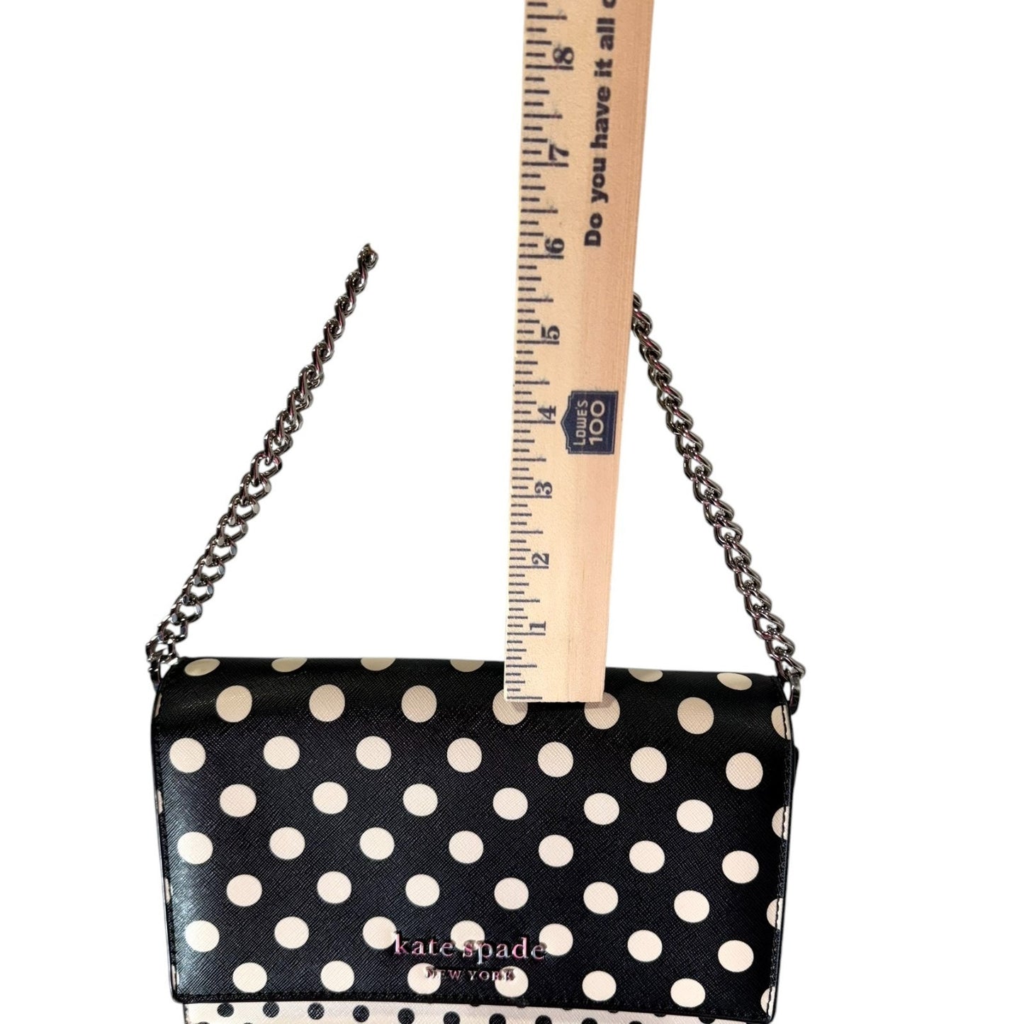 Kate Spade Polka Dot Chain Shoulder Bag Crossbody Clutch Black White Evening Purse Women's