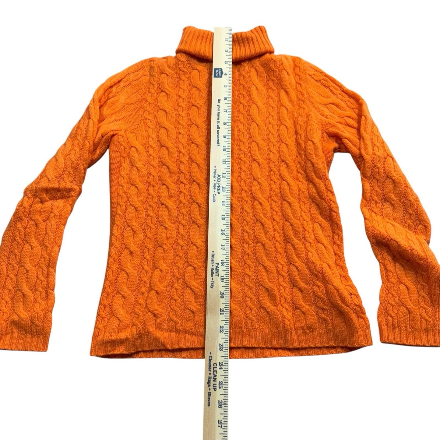 VTG Don Caster Sports Women’s 100% Cashmere Cable Knit Turtleneck Sz S Orange Sweater