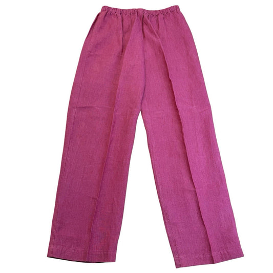 Vintage Eileen Fisher Linen Pants Women’s Pink Elastic Waist Straight Leg 90s