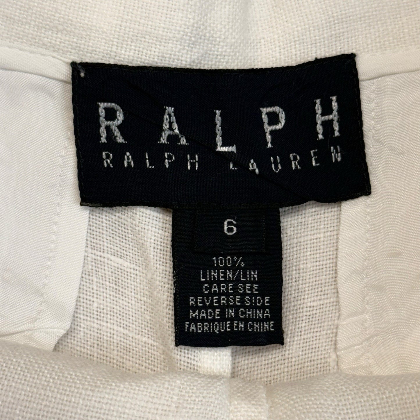 Vintage Y2K Ralph Lauren Linen Shorts Women’s 6 Ivory High Rise Pleated