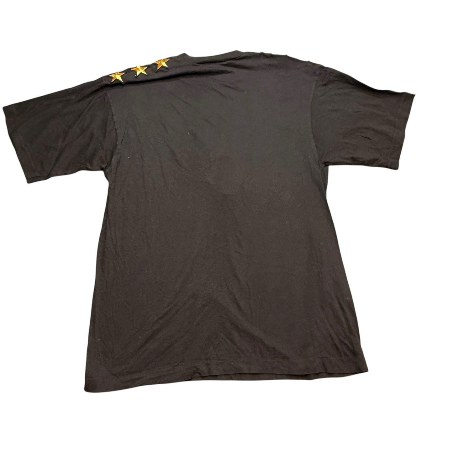 Claude Pretin Vintage Women’s Medium Black Military Patch T-Shirt Embroidered Stars