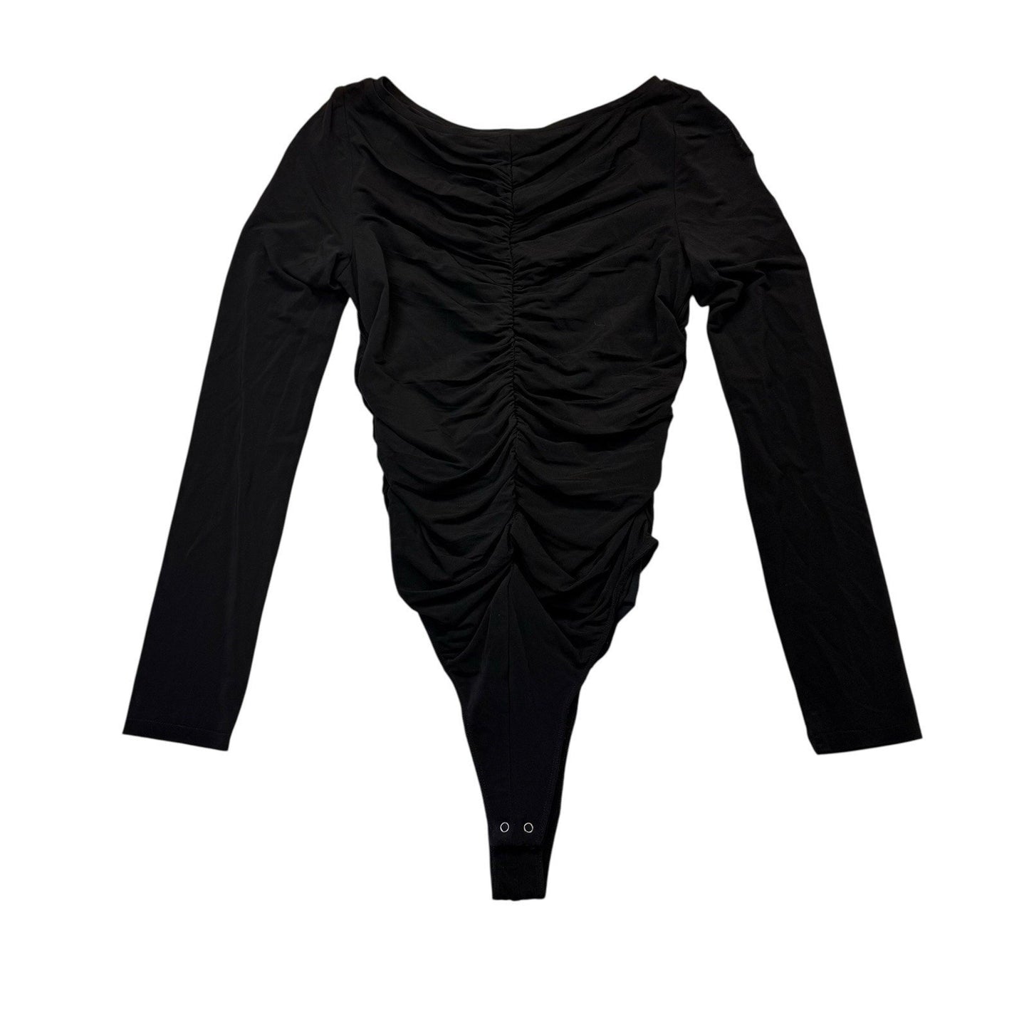 Citizens of Humanity Black Ruched Bodysuit Long Sleeve S Women's Blouse