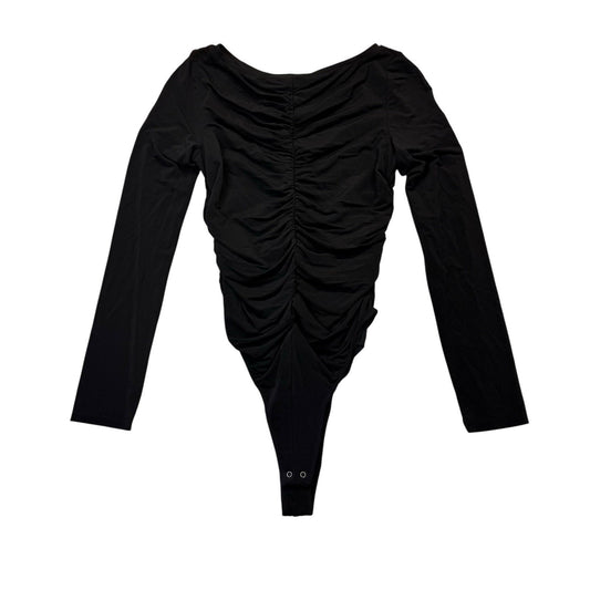 Citizens of Humanity Black Ruched Bodysuit Long Sleeve S Women's Blouse