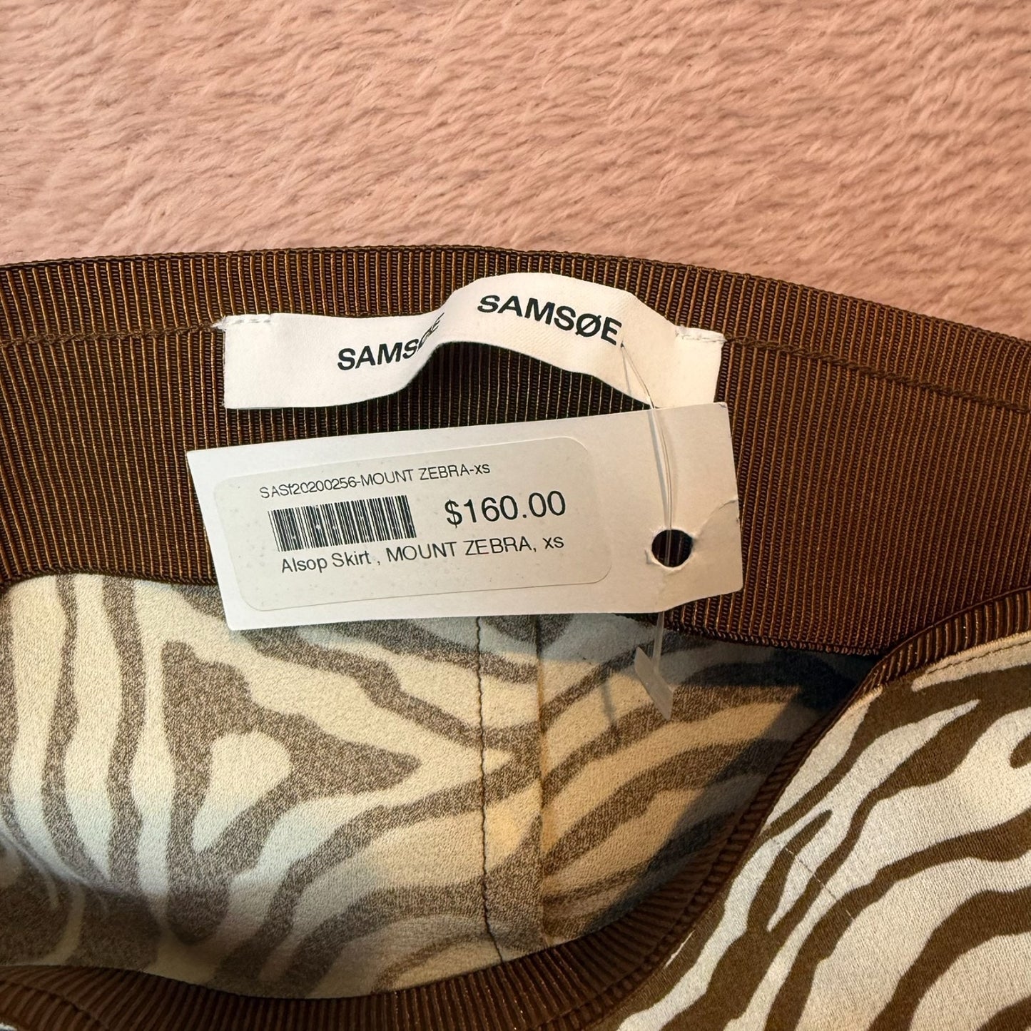 NEW Samsoe Samsoe Women's Size XS Mountain Zebra Alsop Pulll-On Elastic Skirt