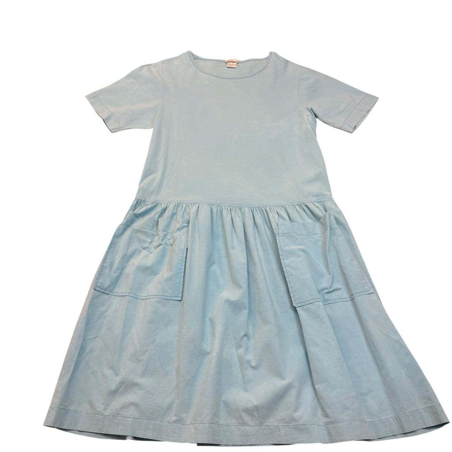 Vintage 1960s Neiman Marcus Blue Short Sleeve Cotton Day Dress Small Women's
