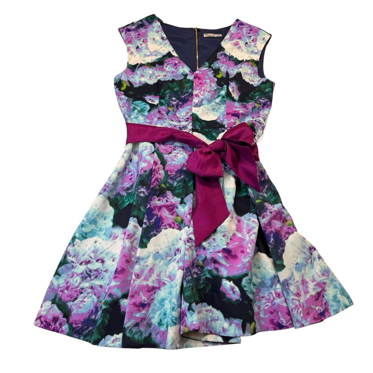 Eliza J Floral Fit Flare Dress Women’s 14 Sleeveless Belted Party