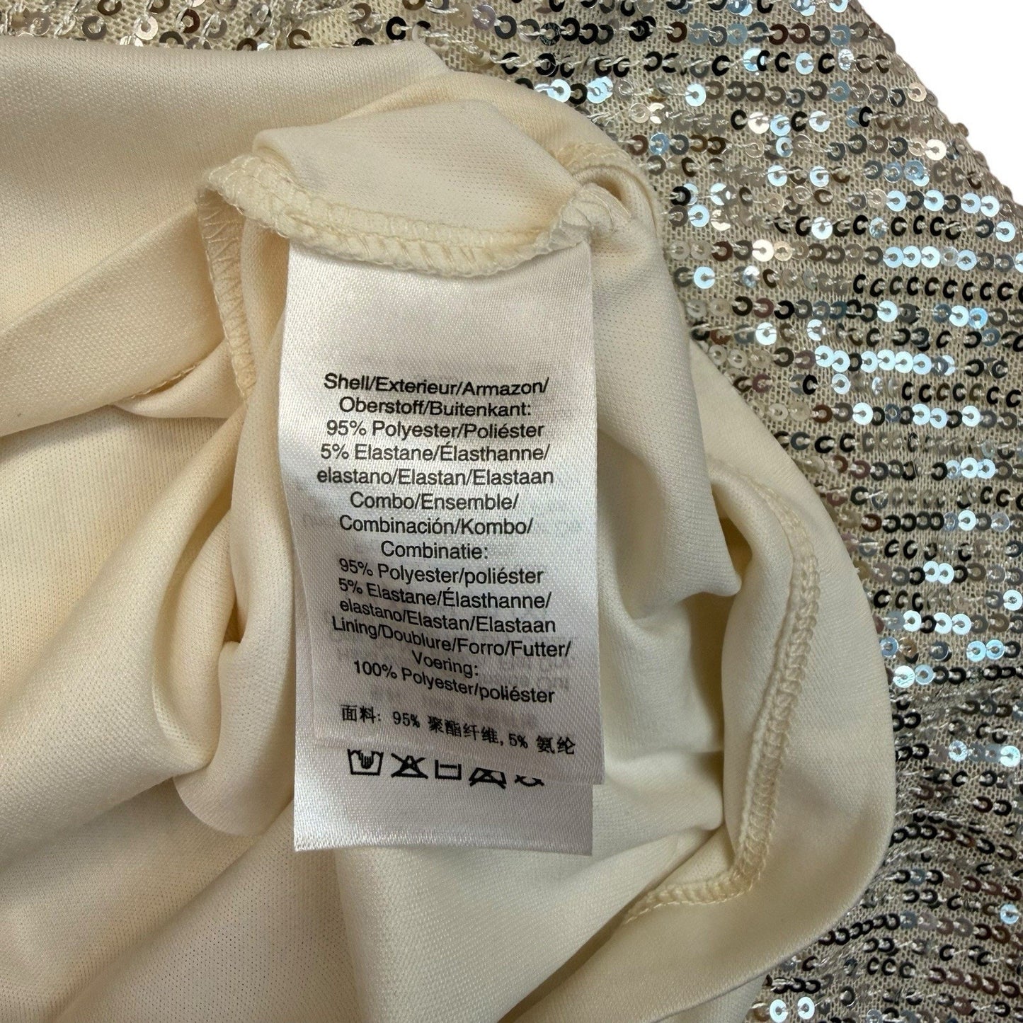 DKNY Gold Sequin Wrap Dress 3/4 Sleeve Midi Size 4 Women's