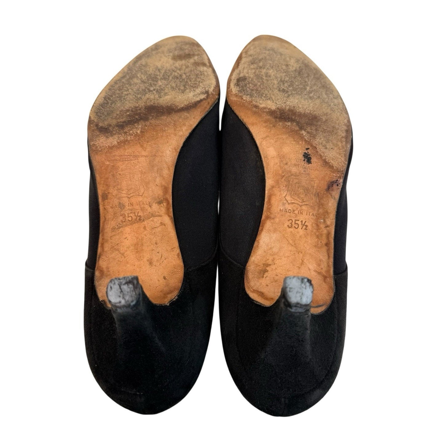 Manolo Blahnik Black Suede Pointed Toe Pumps Low Heel IT 35.5 Y2K Women's