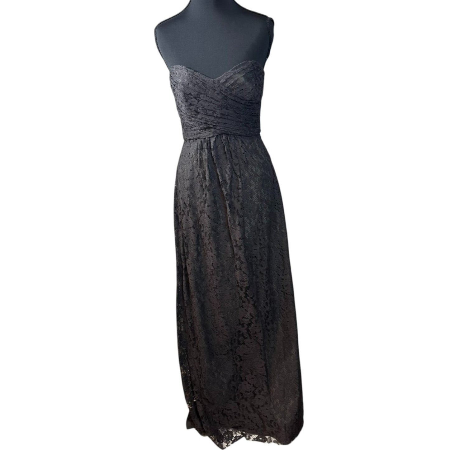 NWT Amsale Women's Size 4 Black Lined Backless Zip Evening Gown Dress