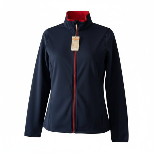 Antigua Women’s Medium Navy Full Zip Jacket Red Trim Performance NWT