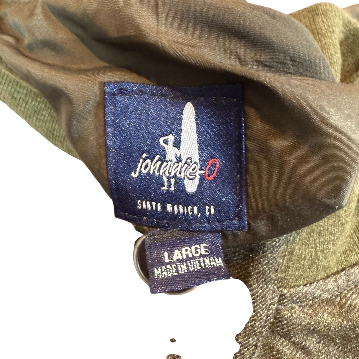 Johnnie-O Men’s Size Large Olive Green Button Front Bomber Jacket Casual Classic