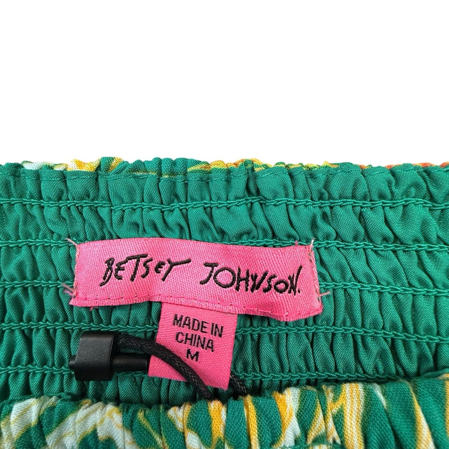 Betsey Johnson Tropical Palm Maxi Dress Smocked Size M Women's