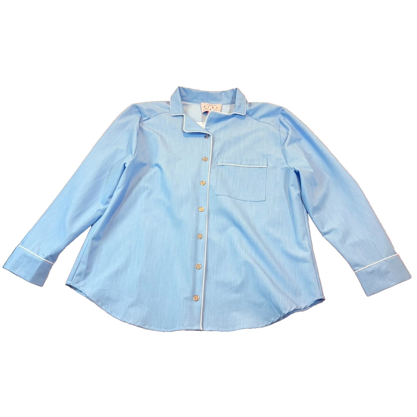 NEW Buru Women's Size XL Blue Button-Up Collared Shirt w/ Single Chest Pocket
