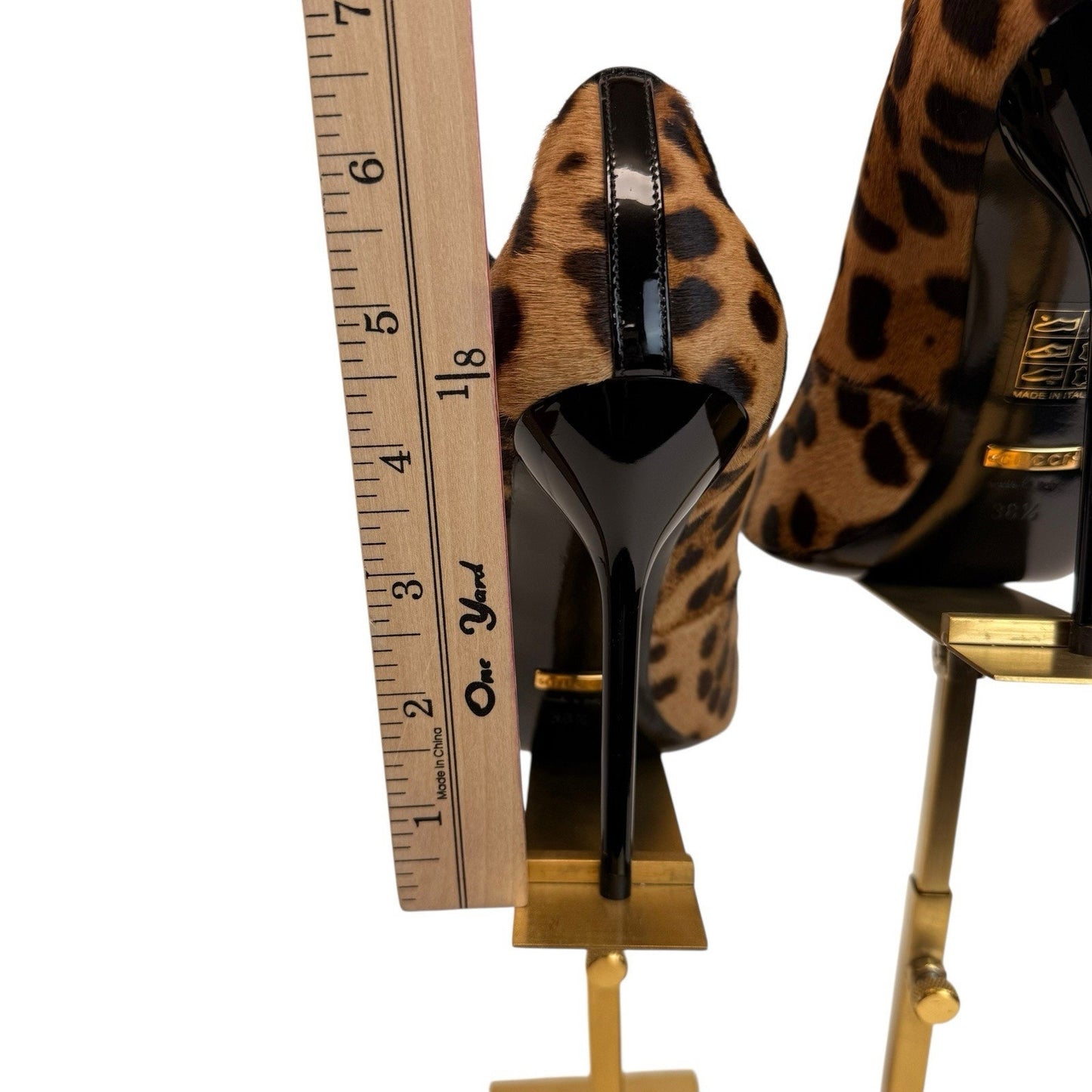 Gucci Leopard Haircalf Lace Up Pumps Heels 36.5 Stiletto Made Italy NIB Women's Shoes