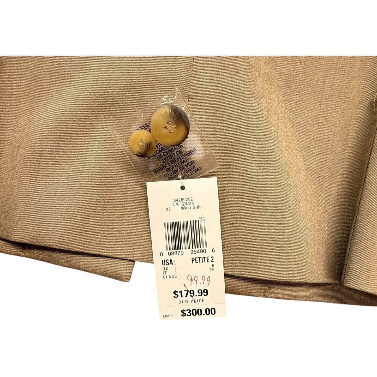 Anne Klein Y2K Beige Blazer Pencil Skirt Suit Set Women’s 2P New