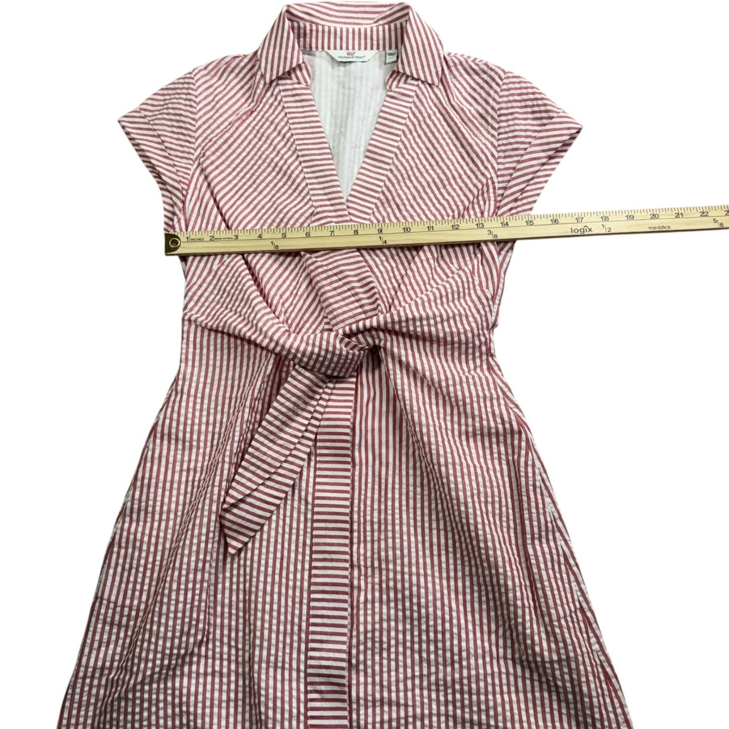 Vineyard Vines Red White Dress Size 00 Fit Flare Pocketed Lined Cotton Pockets Women's