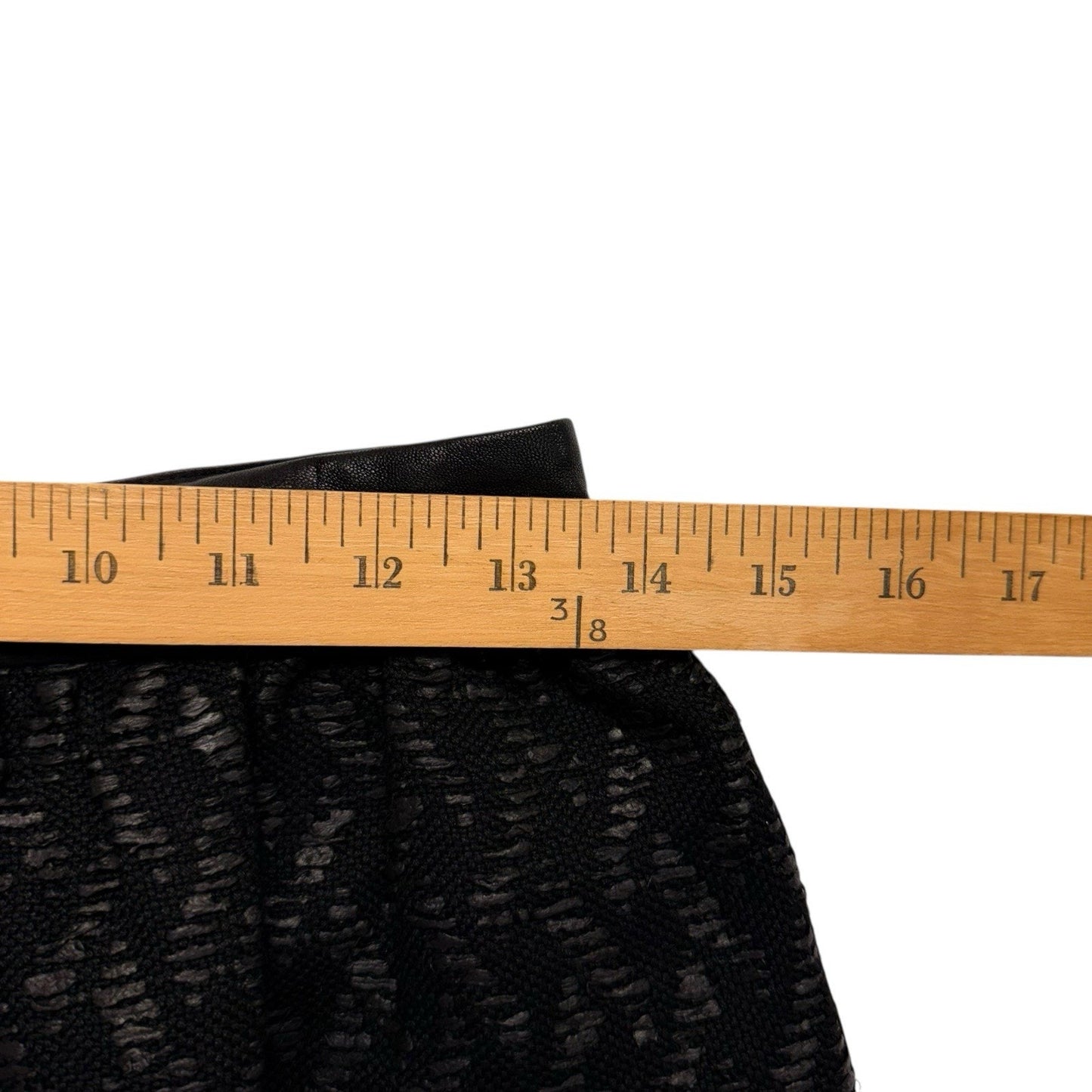 Alice + Olivia Black Woven Mini Skirt Leather Trim Women's Size 4