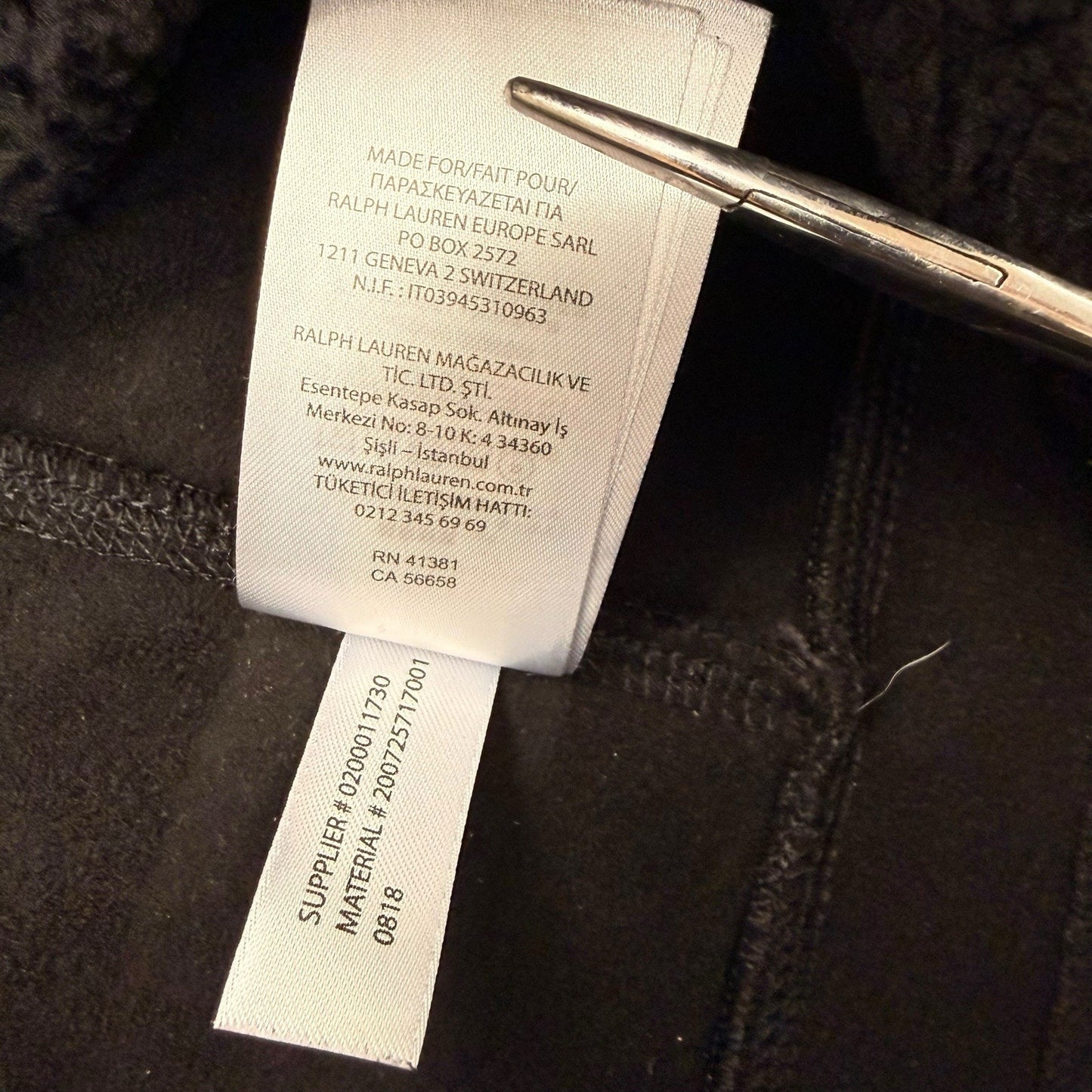 Lauren Ralph Lauren Black Sherpa Vest L Gold Zip Y2K Preppy Fleece Women's