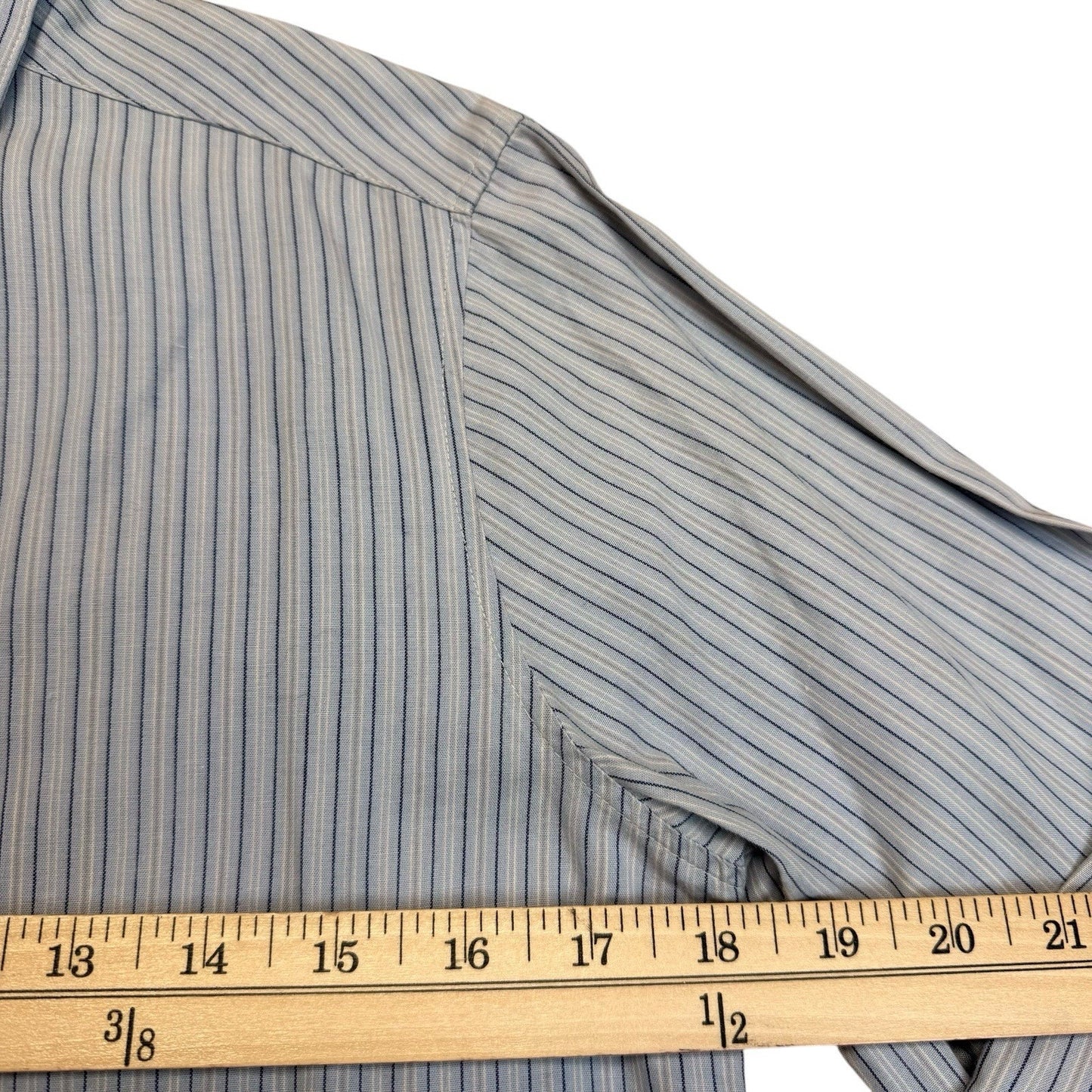Vintage Calvin Klein Blue Pinstripe Button-Up Blouse Women’s Size 10 Y2K Minimal