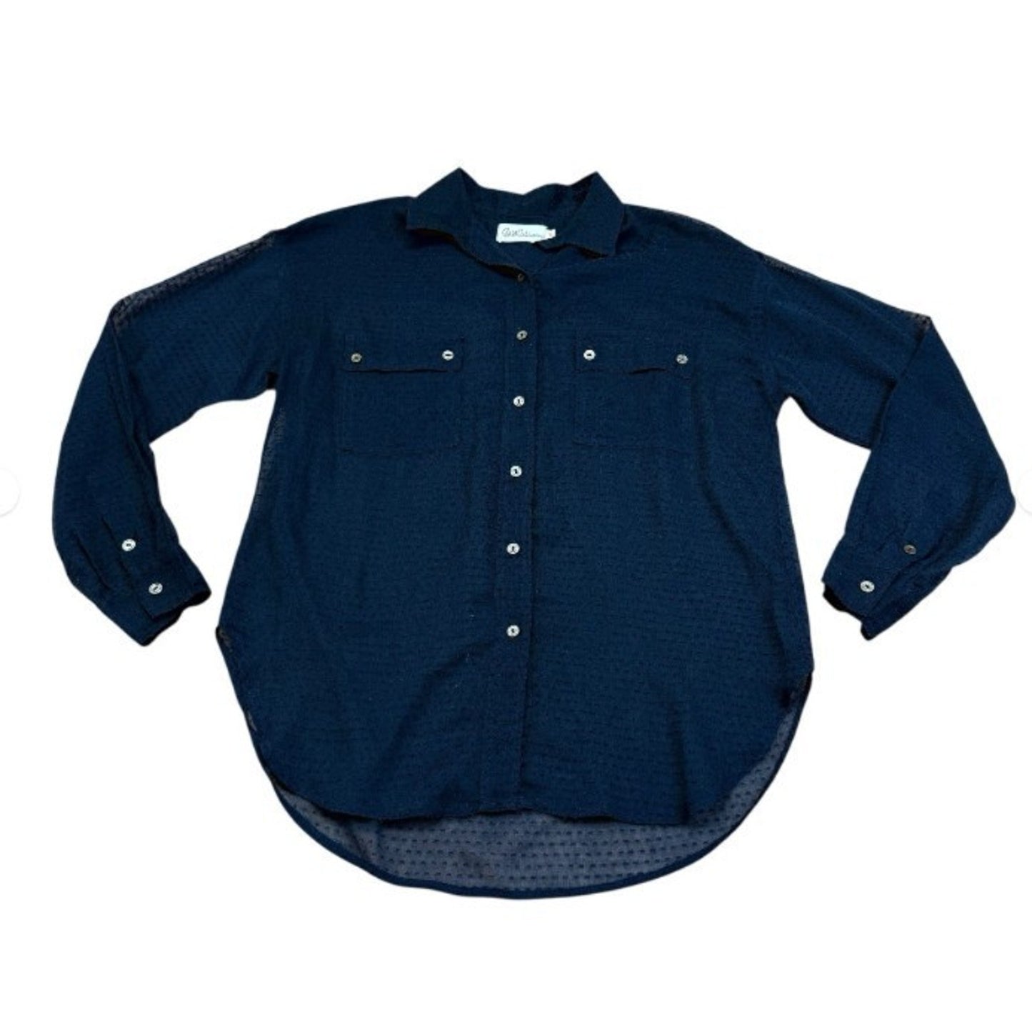 Vintage Bill Atkinson Navy Button-Up Front Women’s Size 10 Textured 90s