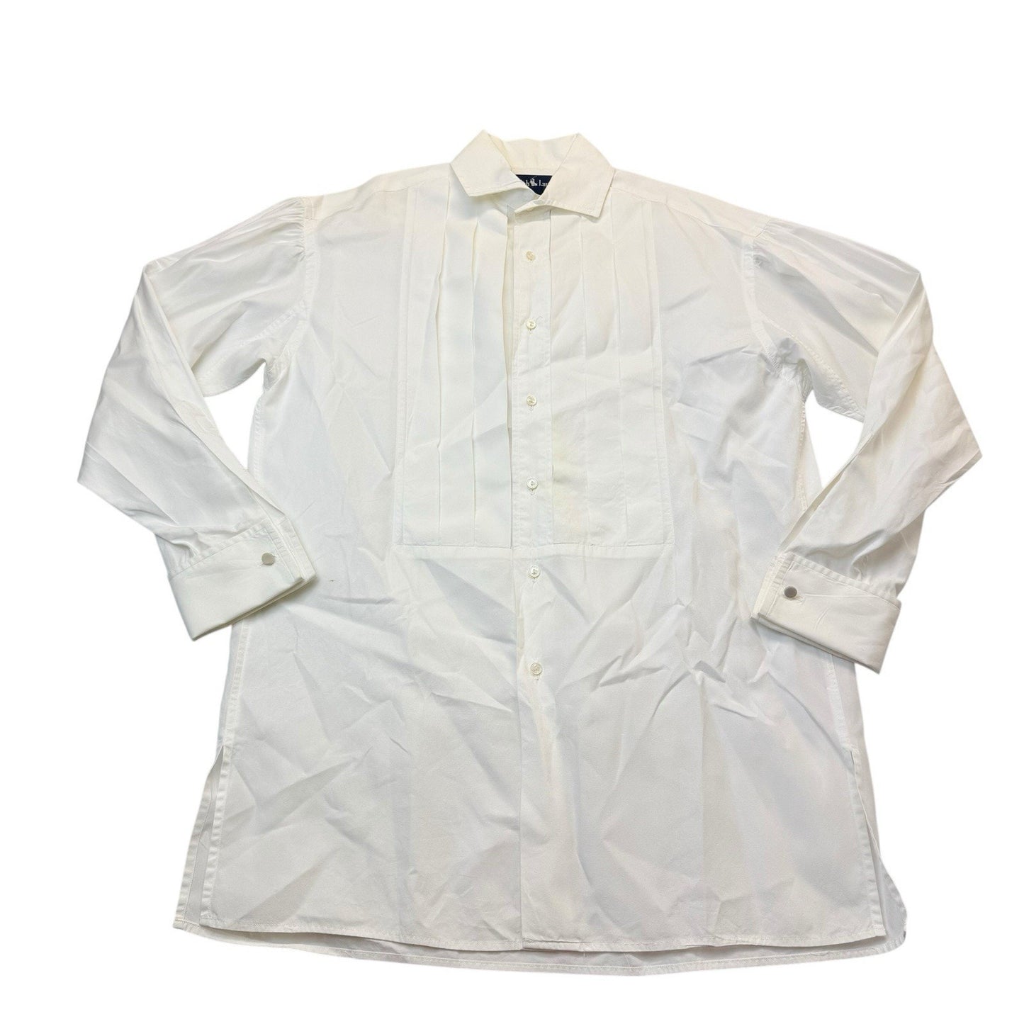 Ralph Lauren White Tuxedo Dress Shirt Pleated Front 6 Men's Polo's