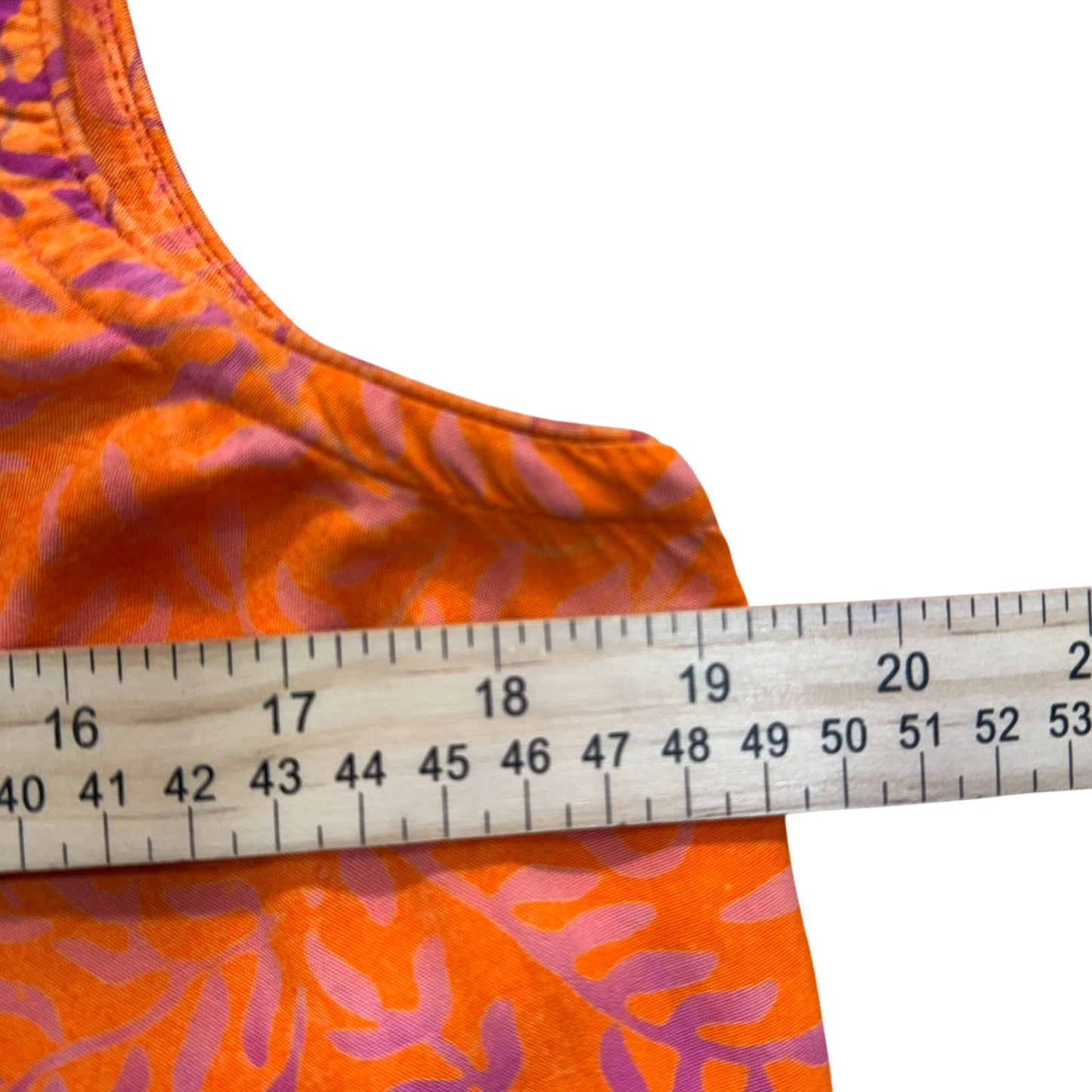 Y2K Bali Batiks Orange Batik Sleeveless Shift Dress Rayon Size M Women's